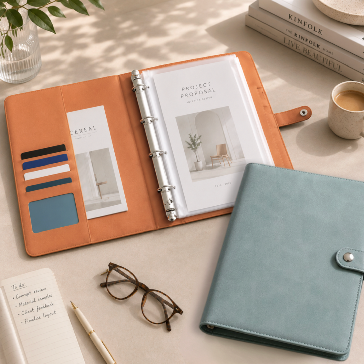 A4 Faux Leather Document File with 12 Pocket Sleeves