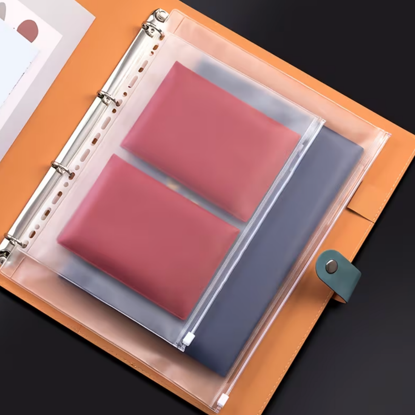 A4 Faux Leather Document File with 12 Pocket Sleeves