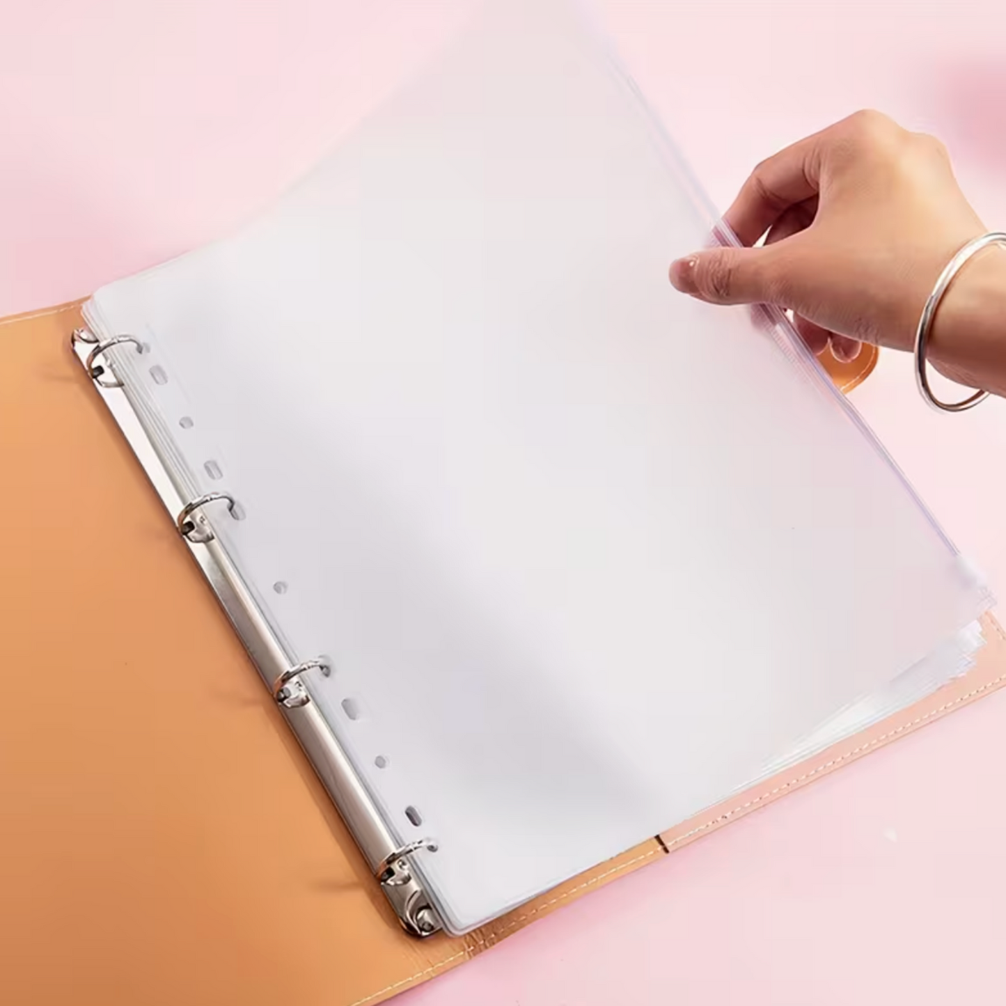 A4 Faux Leather Document File with 12 Pocket Sleeves