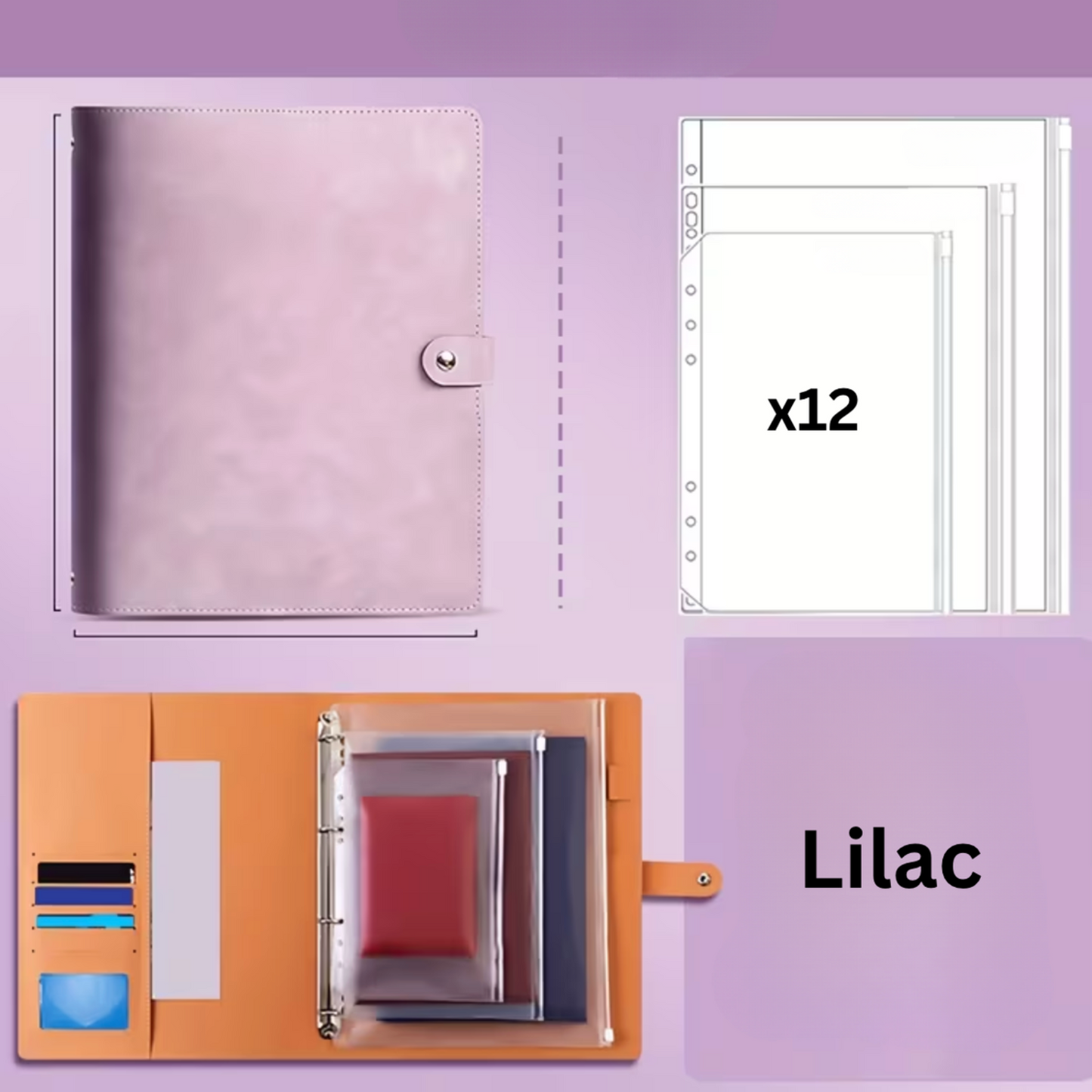 A4 Faux Leather Document File with 12 Pocket Sleeves