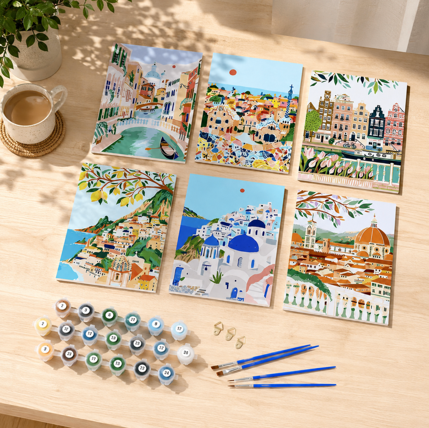 Set of 6 Paint by Numbers Canvas Kit - Scenic Views (30 x 20cm)
