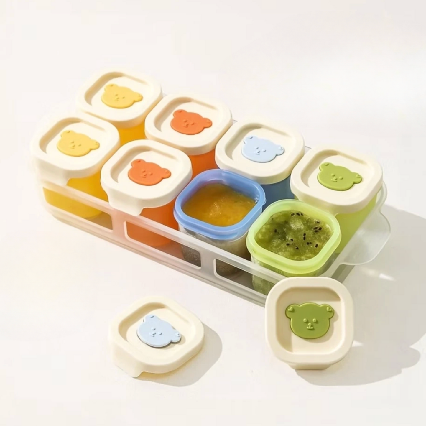 Freezer-Safe Silicone Food Prep Storage Containers with Tray