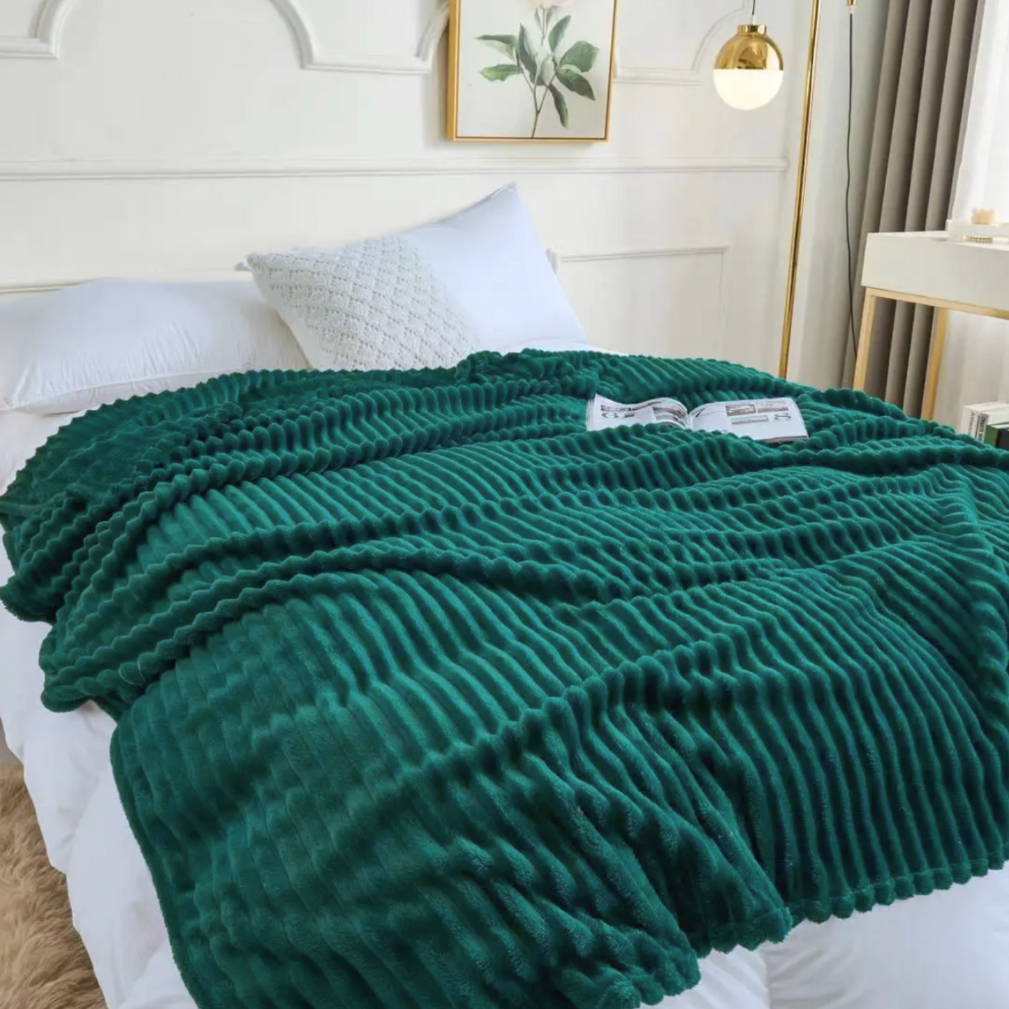 Studio House Ultra Plush Ribbed Blanket for Bed & Couch - 230 x 200cm