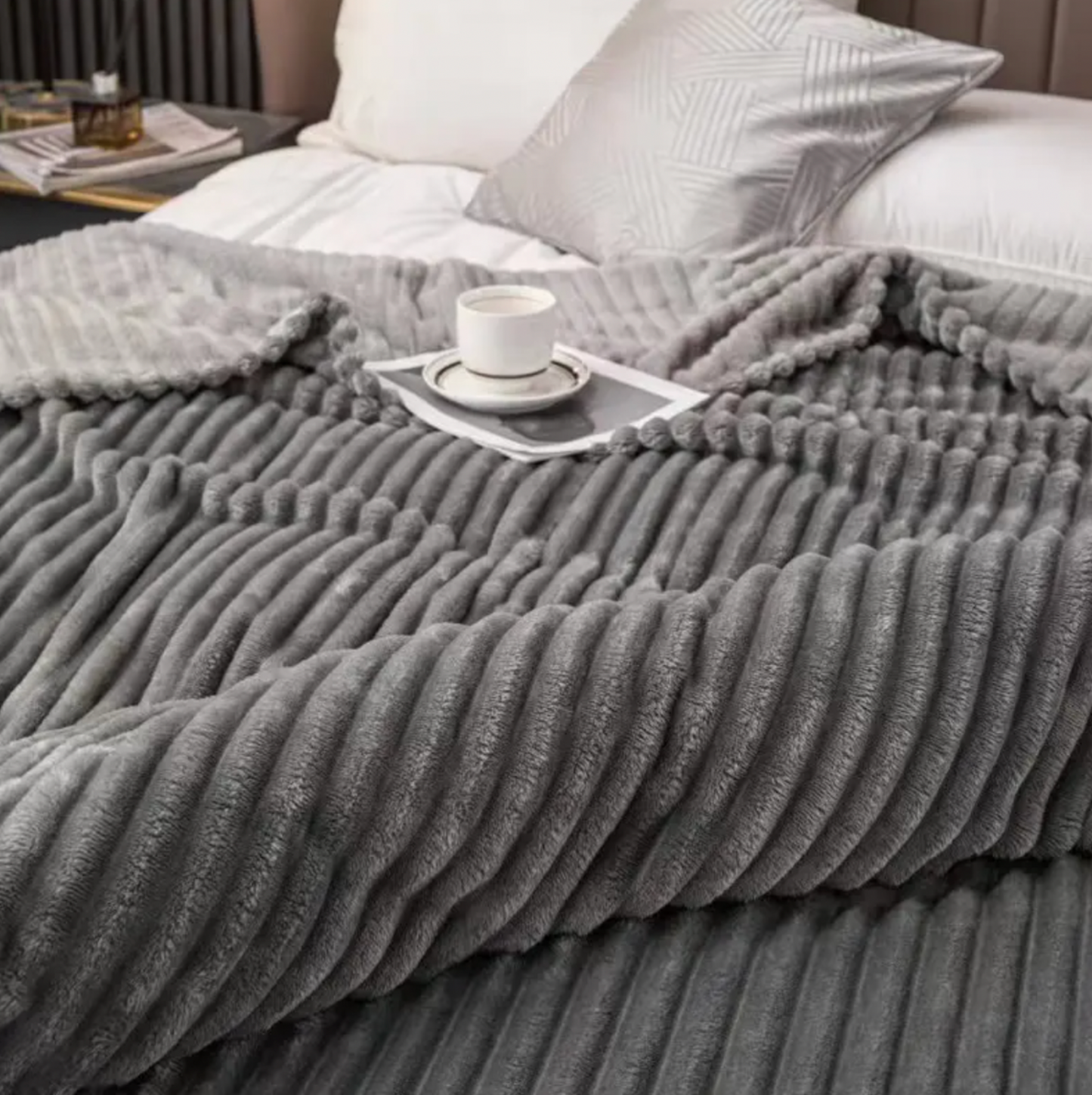 Studio House Ultra Plush Ribbed Blanket for Bed & Couch - 230 x 200cm