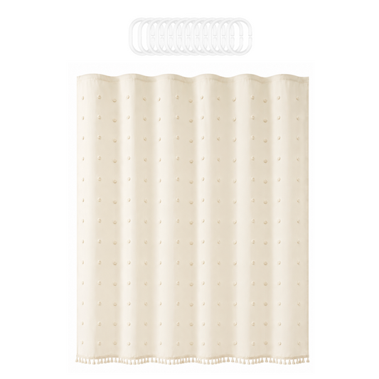 Bohemian Inspired Shower Curtain with Hooks - 180 x 180cm
