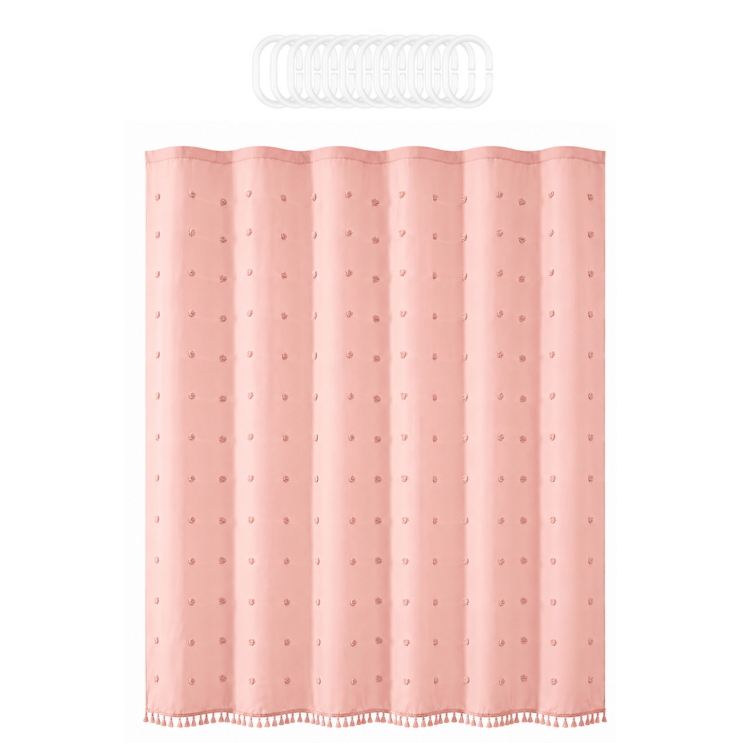 Bohemian Inspired Shower Curtain with Hooks - 180 x 180cm