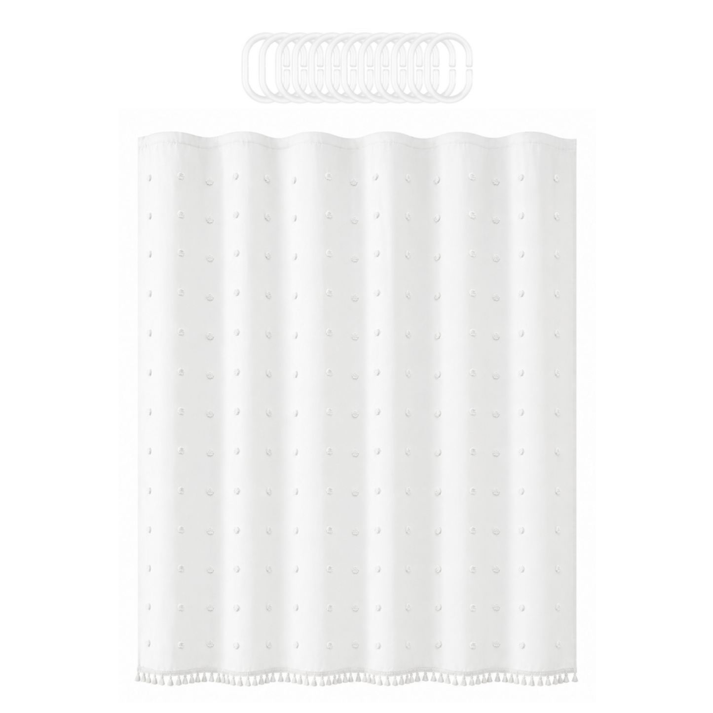 Bohemian Inspired Shower Curtain with Hooks - 180 x 180cm