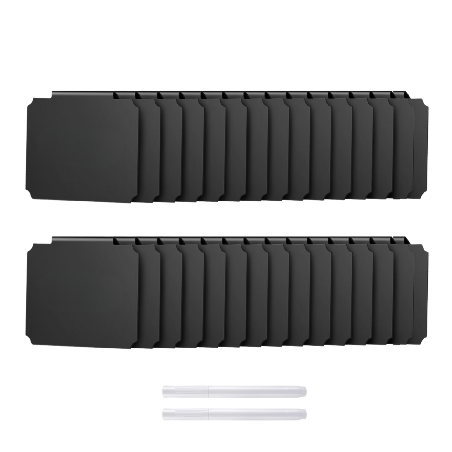 30 Piece Reusable Clip-On Label Set with Chalk Pens