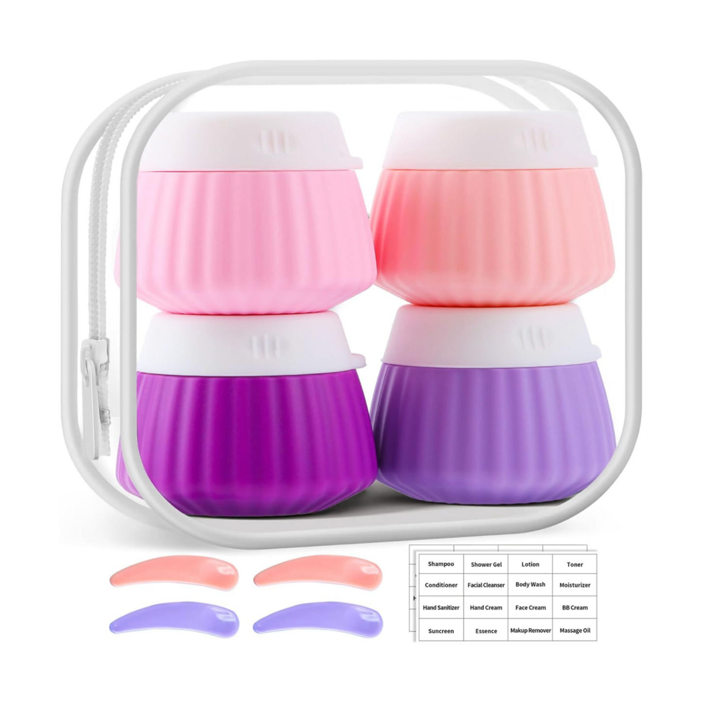 Silicone Travel Jar Set with Labels - 10 Piece Set